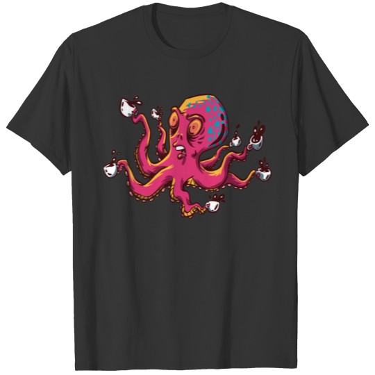 Octopus coffee morning sleep funny Octopus coffee T-shirt
