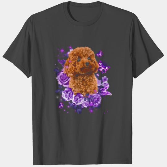 Purple roses butterflies puppies Yorkie dog mom T Shirts