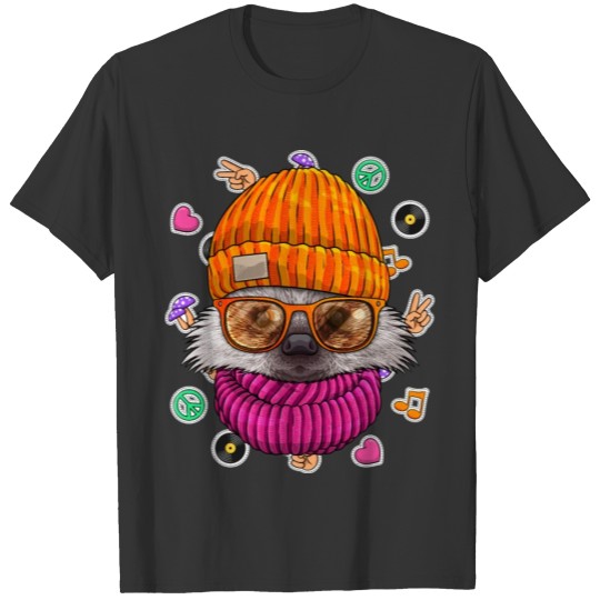Hipster Hedgehog Geek Nerd Glasses Animal Love Pea T-shirt