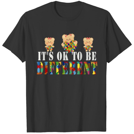 It's Ok To Be Different cute bears with puzzle T-shirt