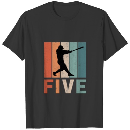 5th Birthday Retro Gift Baseball 5 Years Old T-shirt