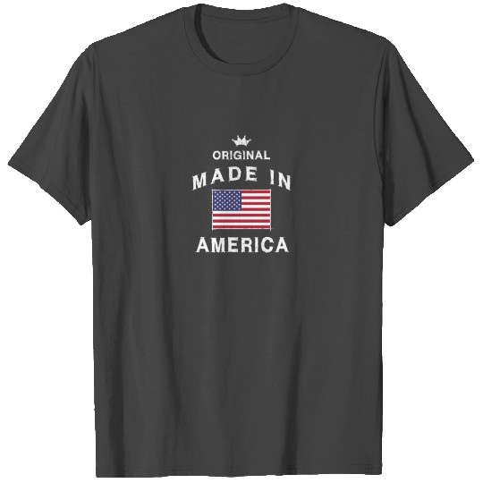 USA Made in America flag banner T Shirts