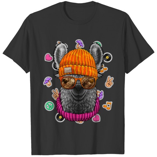 Hipster Llama Geek Nerd Glasses Animal Love Peace T-shirt