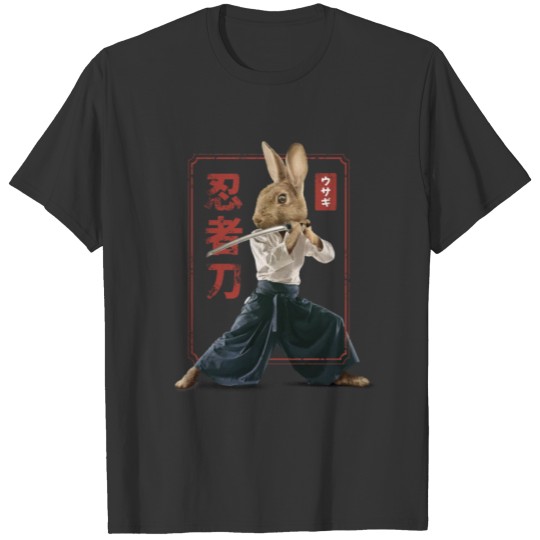 Japanese Samurai Ninja Bunny Rabbit Kawaii Tattoo T-shirt