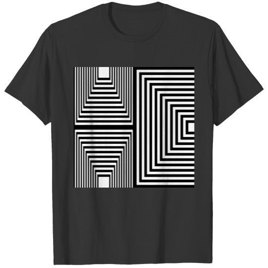 optical illusion geometric line pattern T-shirt