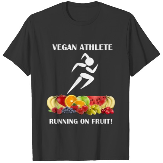 Vegan Athlete Girl Running on Fruit 2 T Shirts