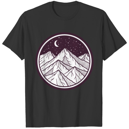 Purple Night Mountain Badge T Shirts