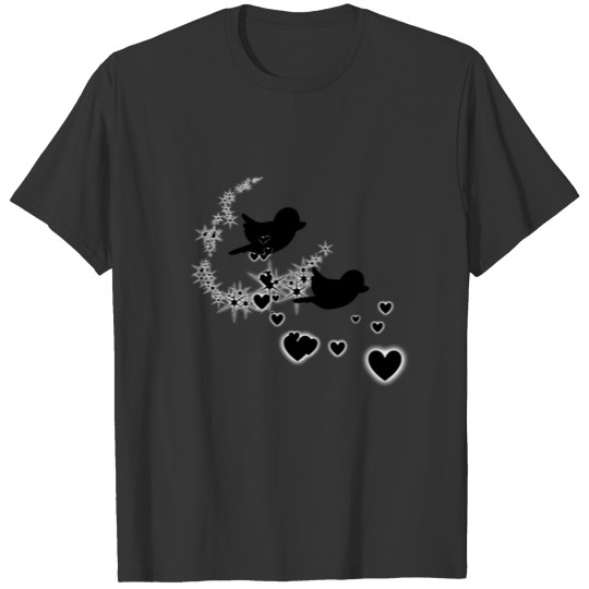 birds bird freedom love hearts T-shirt