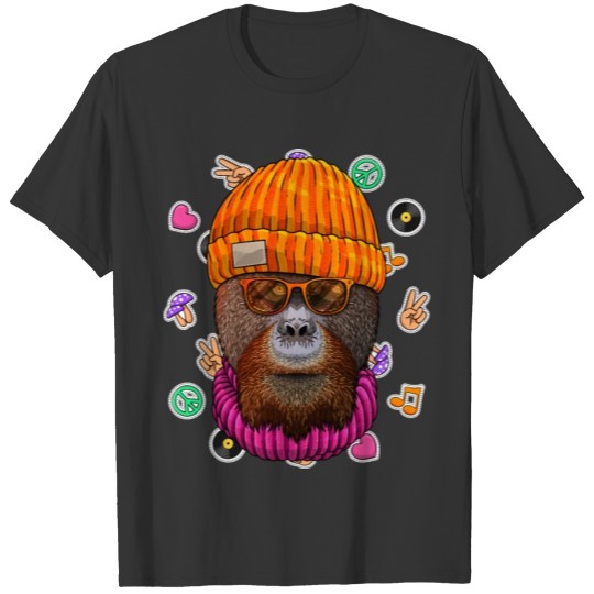 Hipster Orangutan Geek Nerd Glasses Animal Love Pe T-shirt