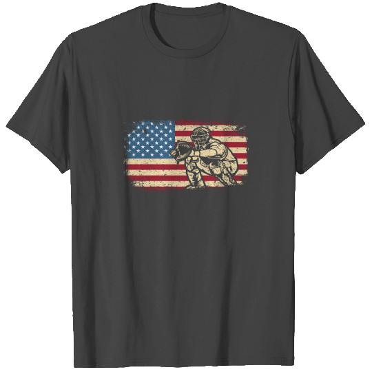 American USA Flag Baseball Catcher Baseball Player T Shirts