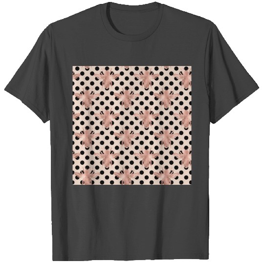 Vintage Rose Gold Queen Honey Bee Pattern T Shirts