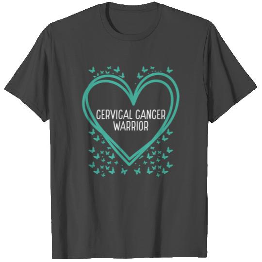Cervical Cancer Ribbon Fighter Heart Warrior T Shirts