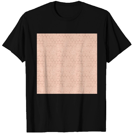 Metallic Rose Gold Honeycomb Blush Pattern T Shirts