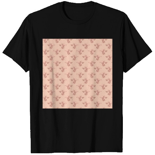 Vintage Rose Gold Honey Bee Pattern T Shirts
