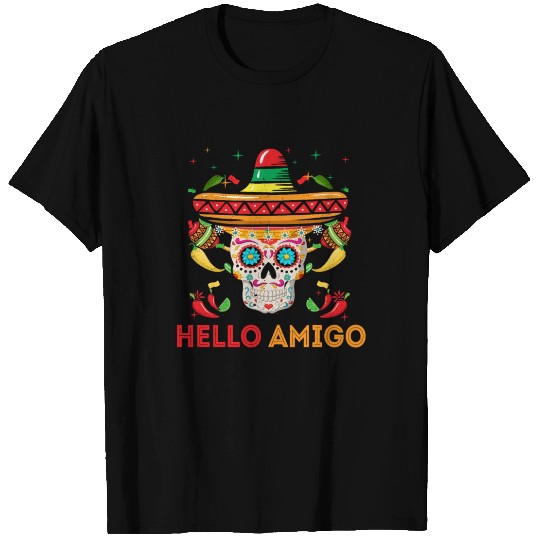 Hello Mexico Sugar Skull Mexican Cinco De Mayo T Shirts