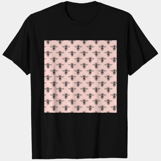 Vintage Honey Bee Pattern Pink T Shirts