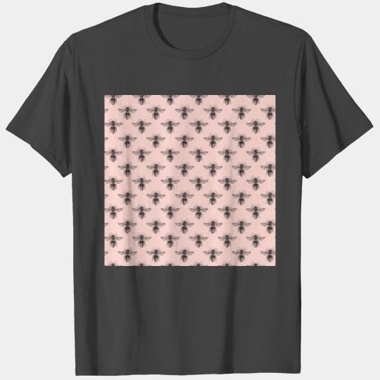 Vintage Honey Bee Pattern Pink T Shirts