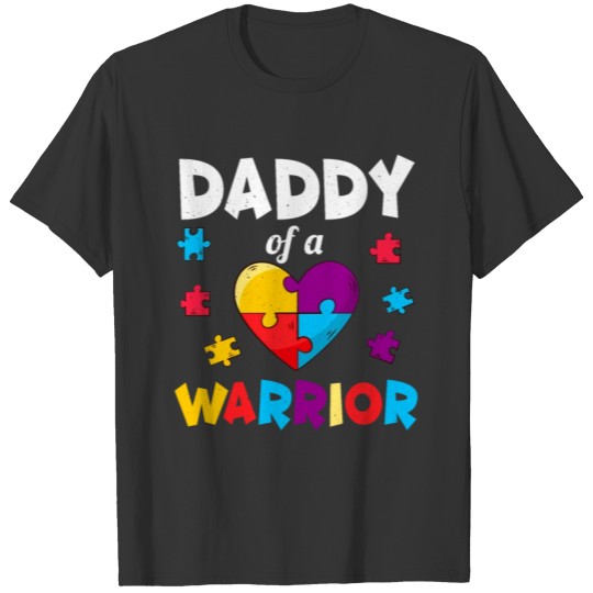 Daddy Puzzle Warrior Heart Autism Awareness T-shirt