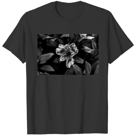 Flower on black and white T-shirt