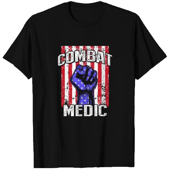 Combat Medic Practicing USA American Military T Shirts