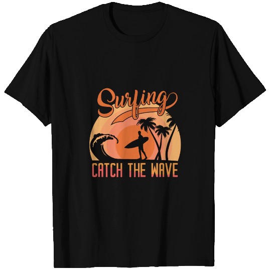 Surfing Catch The Wave, vintage hawaii basic water T Shirts