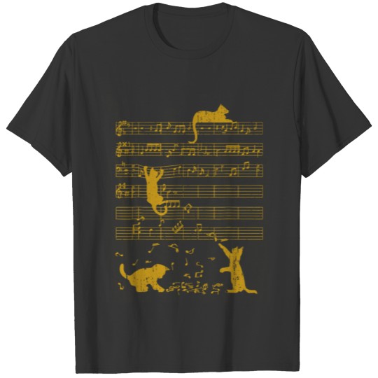 Cute Kittens Yellow Musician T-shirt