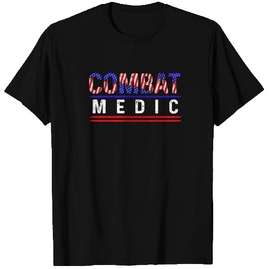 Combat Medic Brain USA American Military print T Shirts