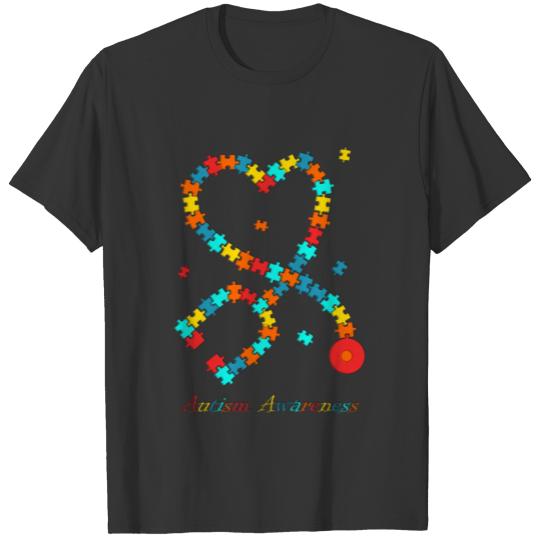 Nurse Stethoscope Puzzle Autism Awareness T-shirt