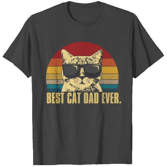Best Cat Dad Ever with Sunglasses Cool Cat Lovers T Shirts