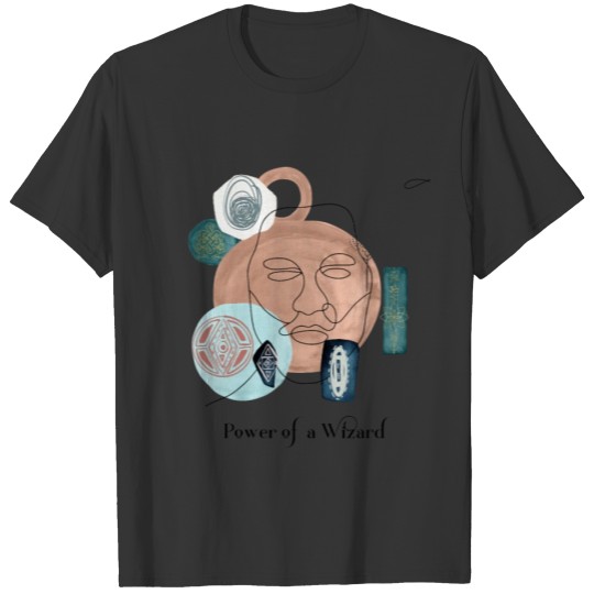 Power of a wizard line art face man totem abstract T Shirts