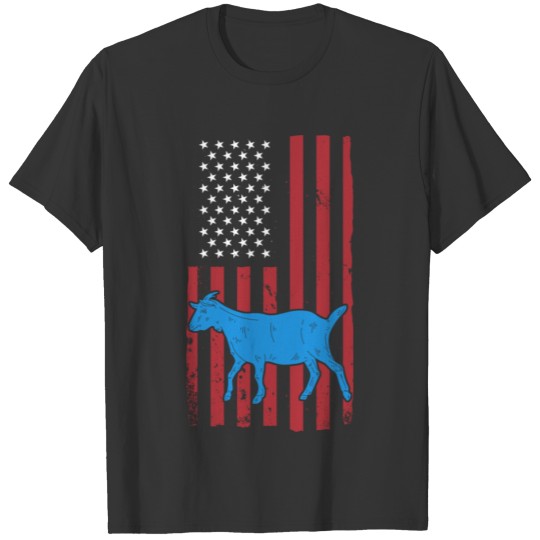 Patriotic Goat in American Flag Farmer Ranch T Shirts