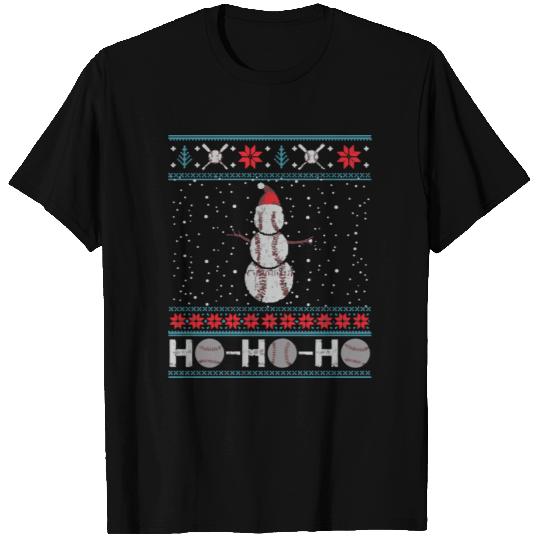 Christmas Baseball Snowman Ugly Christmas Xmas T Shirts