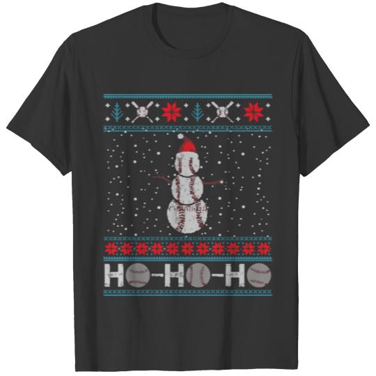 Christmas Baseball Snowman Ugly Christmas Xmas T Shirts