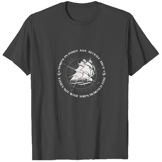 Sailing Ship With Compass Storm T Shirts