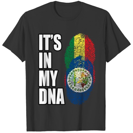 Senegalese And Belizean Vintage Heritage DNA Flag T-shirt