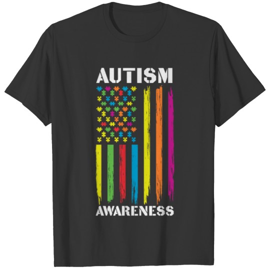 Autism Awareness Patriotic American Flag T-shirt