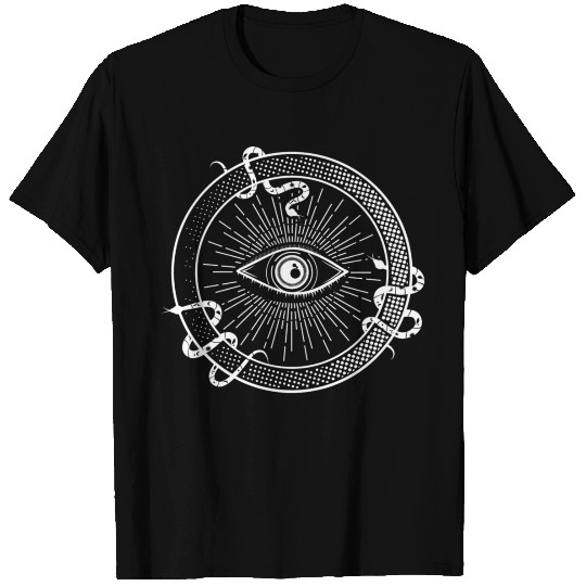 bLack gothic mystic T Shirts design with an all-see