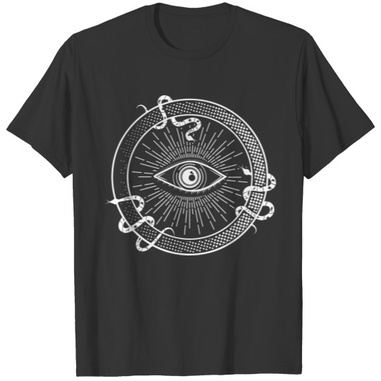bLack gothic mystic t-shirt design with an all-see T-shirt