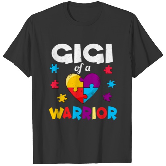 Grandma Gi Puzzle Warrior Heart Autism Awareness T-shirt