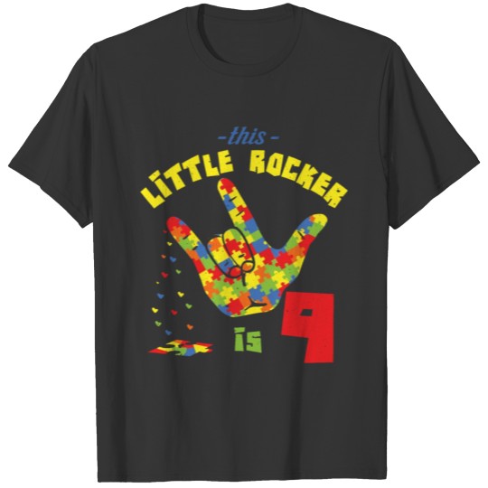 Rocker Age 9 Born Birth Puzzle Autism Awareness T-shirt