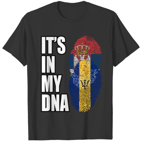 Serbian And Barbadian Vintage Heritage DNA Flag T-shirt