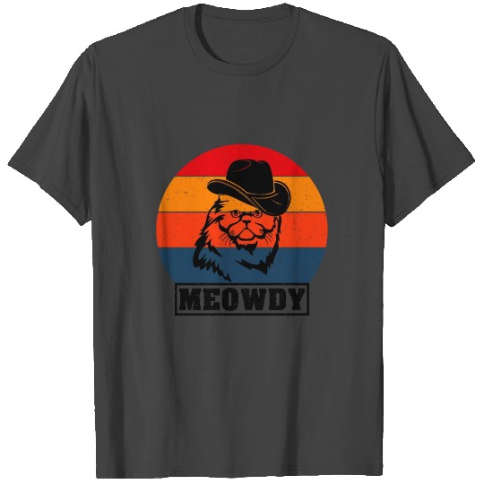 Meowdy Funny Mashup Between Meow And Howdy Cat Mem T Shirts