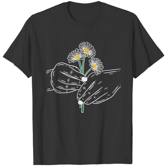 Double Hand Holding Flower T-shirt