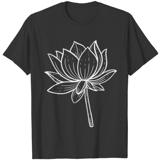 Lotus White Line Art T-shirt