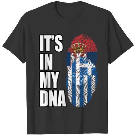 Serbian And Greek Vintage Heritage DNA Flag T-shirt