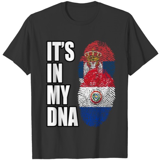 Serbian And Paraguayan Vintage Heritage DNA Flag T-shirt
