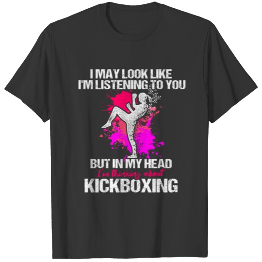 Kickboxing Listening Kick Boxing Workout print T-shirt