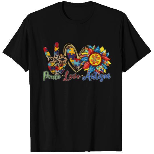 Peace Love Autism Sunflower T Shirts