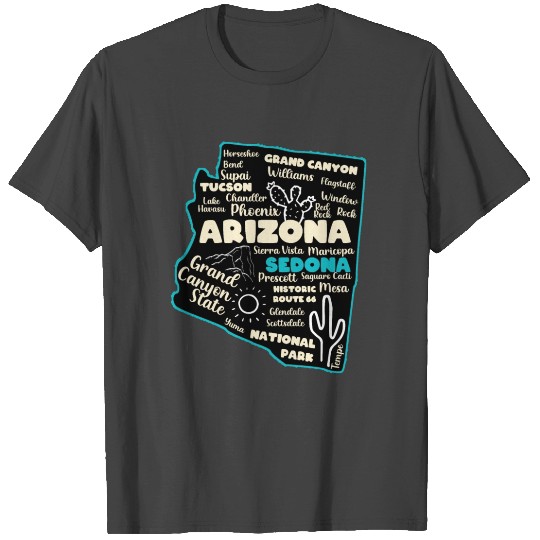 Arizonna Sedona map Arizonna state usa tourism T Shirts