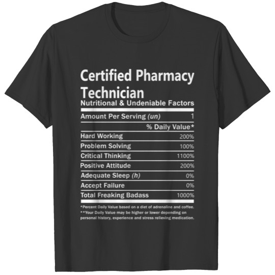 Certified Pharmacy Technician T Shirt - Nutritiona T-shirt